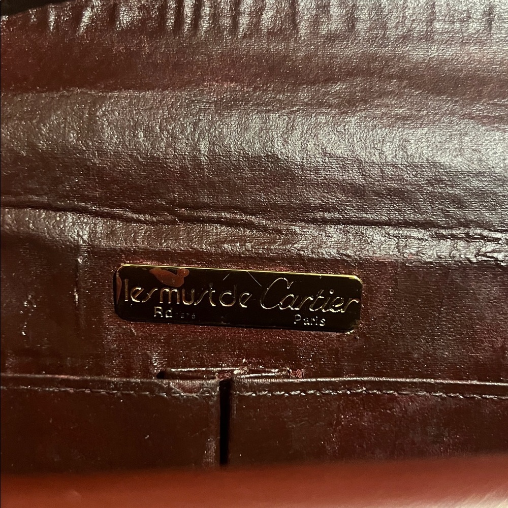 vintage Cartier Must de Cartier shoulder bag bordeaux leather gold-tone hardware - Picture 12 of 14